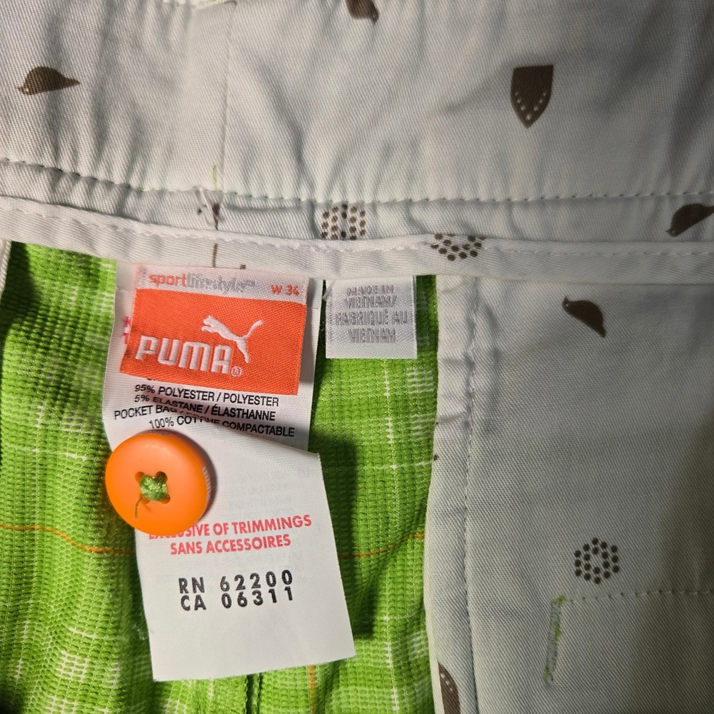 Puma Golf Shorts Mens 34 Green White Plaid Performance Small Spot  See Pics - Picture 7 of 10